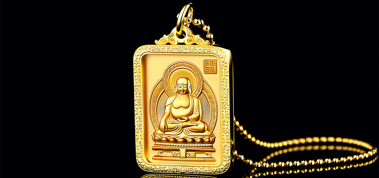 黄金弥勒佛吊坠图片
